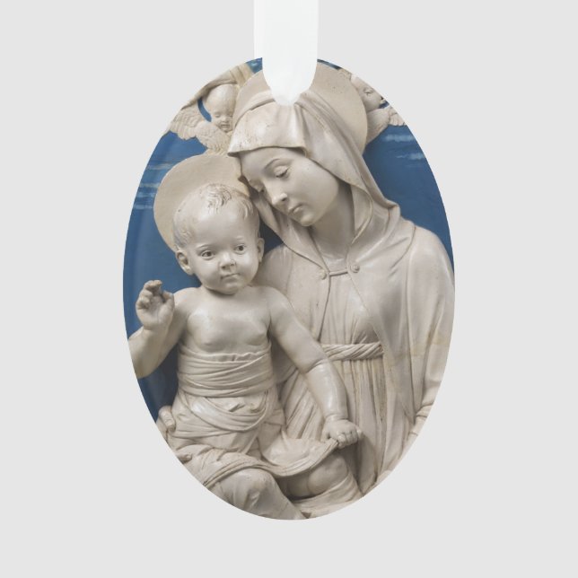 Della Robbia Lehman Madonna and Child Blue White Ornament (Front)