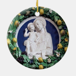 Della Robbia Madonna with Child and Fruit Garland Ceramic Tree Decoration