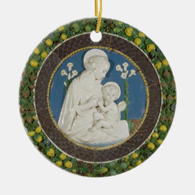 Della Robbia Virgin of the Lilies - Fruit Garland Ceramic Tree Decoration (Front)