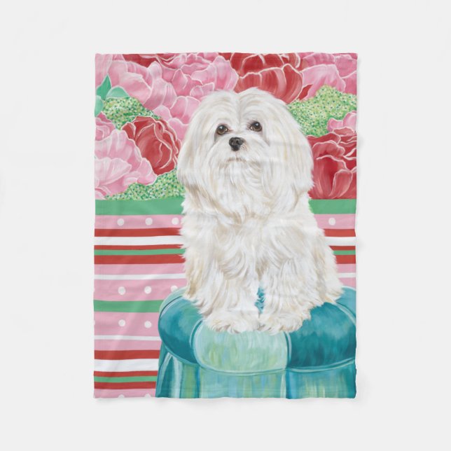 Della Rose Maltese Fleece Blanket (Front)