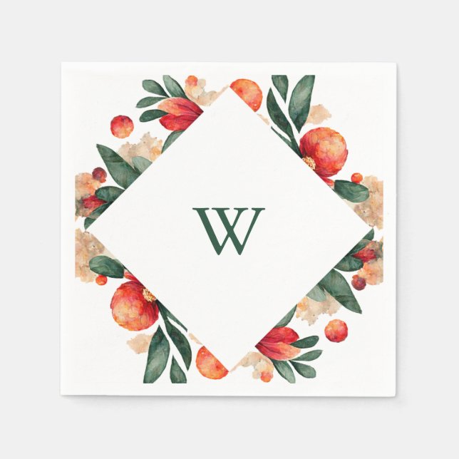Dellarrobbia Holiday Fruit, Flowers and Foliage Napkin (Front)