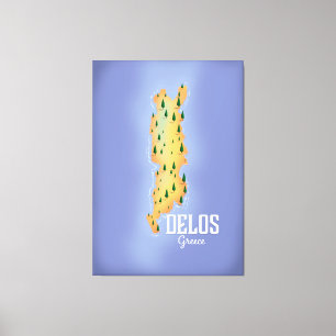 Delos Greece Map travel poster Canvas Print