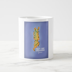 Delos Greece Map travel poster Large Coffee Mug