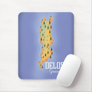 Delos Greece Map travel poster Mouse Mat