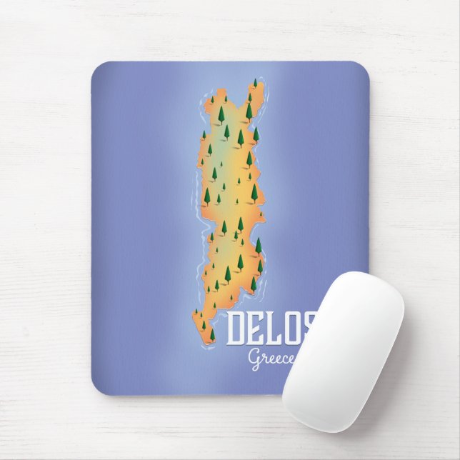Delos Greece Map travel poster Mouse Mat (With Mouse)
