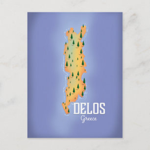 Delos Greece Map travel poster Postcard