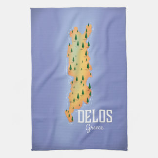 Delos Greece Map travel poster Tea Towel