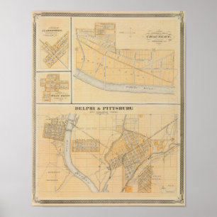 Delphi & Pittsburg with suburban towns Poster