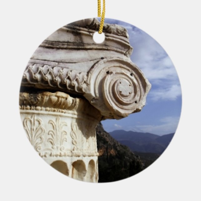 Delphi Temple Ceramic Tree Decoration (Front)