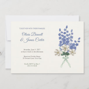 Delphinium and Gardenia Bouquet Wedding Invitation