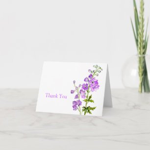 Delphinium art wedding thank you card