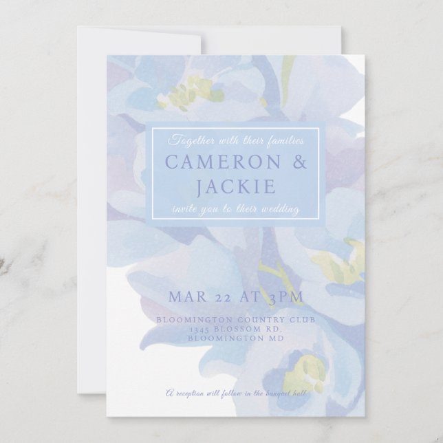 Delphinium Blue Wedding  Invitation (Front)