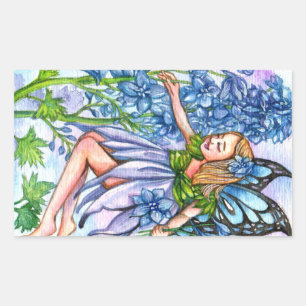 Delphinium Fairy Rectangular Sticker