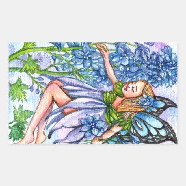 Delphinium Fairy Rectangular Sticker (Front)
