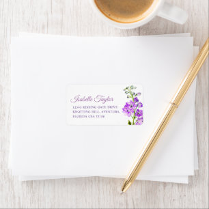 Delphinium painted purple wedding address label