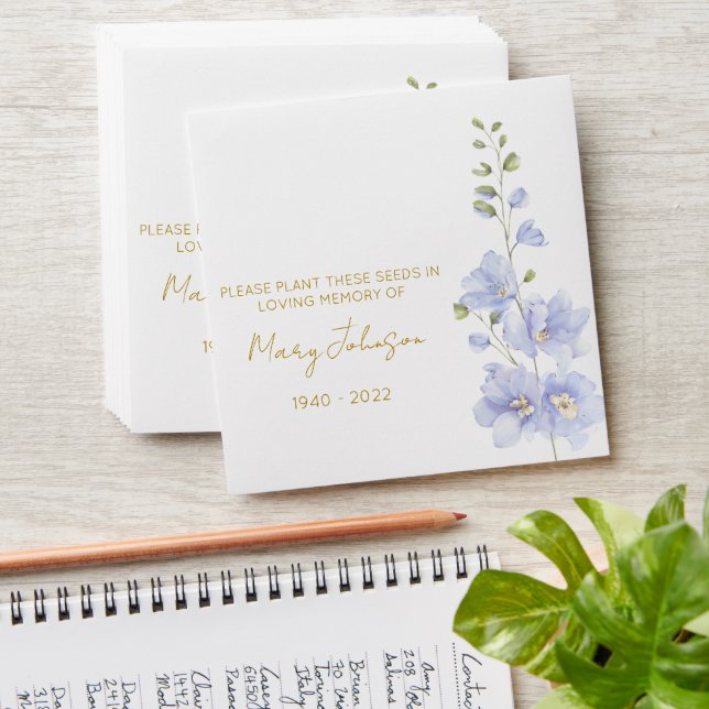 Delphinium | Simple Memorial Seed Envelope (Stacked)