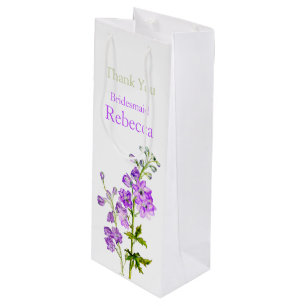 Delphinium wedding bridesmaid favour wine bag
