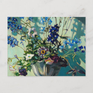 Delphiniums in a White Vase by Grant Wood Postcard
