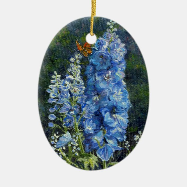 "Delphiniums" Ornament (Front)