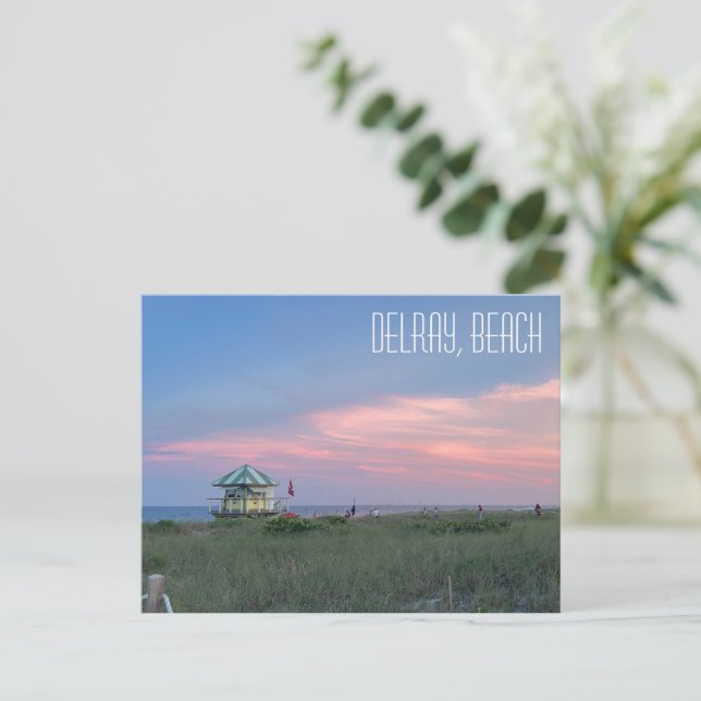 Delray Beach Florida, Beach at sunset postcard (Standing Front)