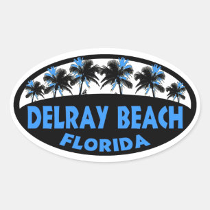 Delray Beach Florida blue black palms Oval Sticker