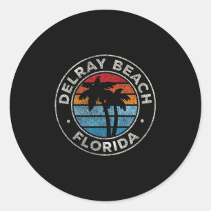Delray Beach Florida Fl Vintage Graphic Retro 70s Classic Round Sticker