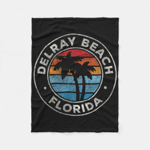 Delray Beach Florida Fl Vintage Graphic Retro 70s Fleece Blanket