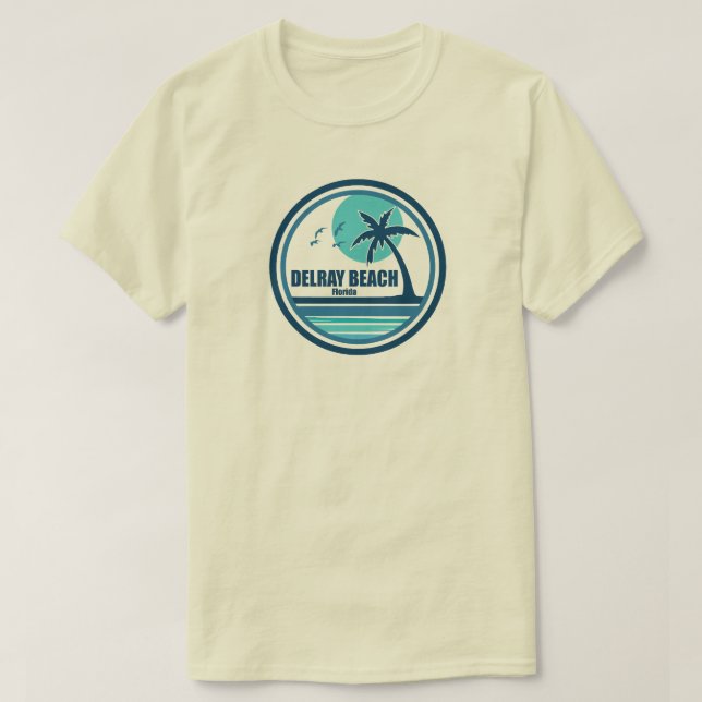Delray Beach Florida Palm Tree Birds T-Shirt (Design Front)