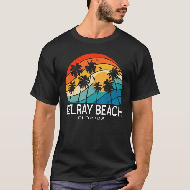 Delray Beach Florida Palm Tree Tropical Beach Souv T-Shirt (Front)