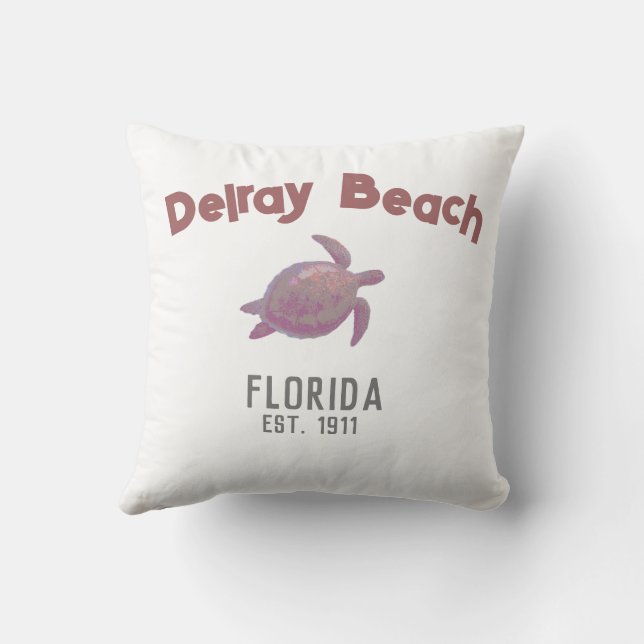Delray Beach Florida, Sea Turtle, throw pillow (Back)