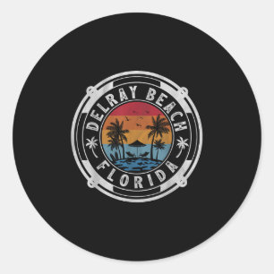 Delray Beach Florida Summer Vacation Vintage Sunse Classic Round Sticker