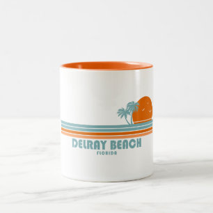 Delray Beach Florida Sun Palm Trees Two-Tone Coffee Mug