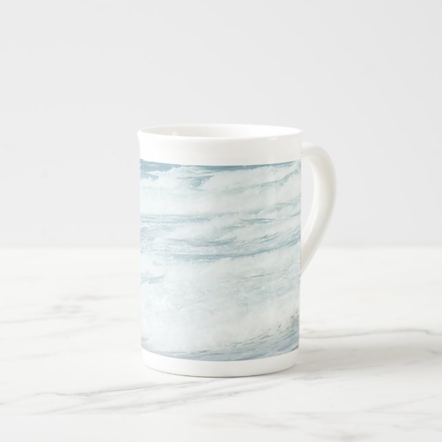 Delray Beach Waves Rolling In Bone China Mug (Front Right)