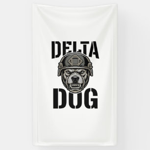 Delta Dog Bulldog Helmet Vintage Engraving Design_ Banner