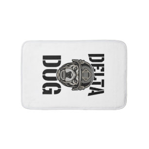 Delta Dog Bulldog Helmet Vintage Engraving Design_ Bath Mat