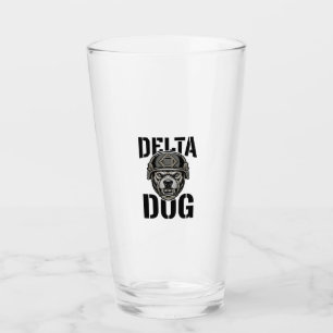 Delta Dog Bulldog Helmet Vintage Engraving Design_ Glass