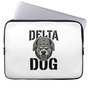Delta Dog Bulldog Helmet Vintage Engraving Design_ Laptop Sleeve