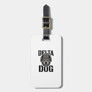 Delta Dog Bulldog Helmet Vintage Engraving Design_ Luggage Tag