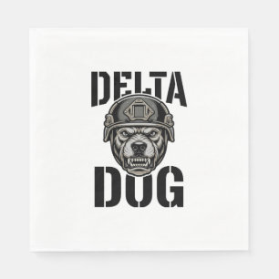 Delta Dog Bulldog Helmet Vintage Engraving Design_ Napkin