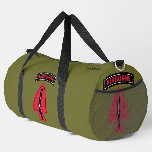 Delta Force "Special Forces" Custom Fatigue Green Duffle Bag (Right Corner)