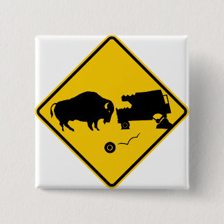Delta Junction, Alaska, Bison Warning Sign 15 Cm Square Badge