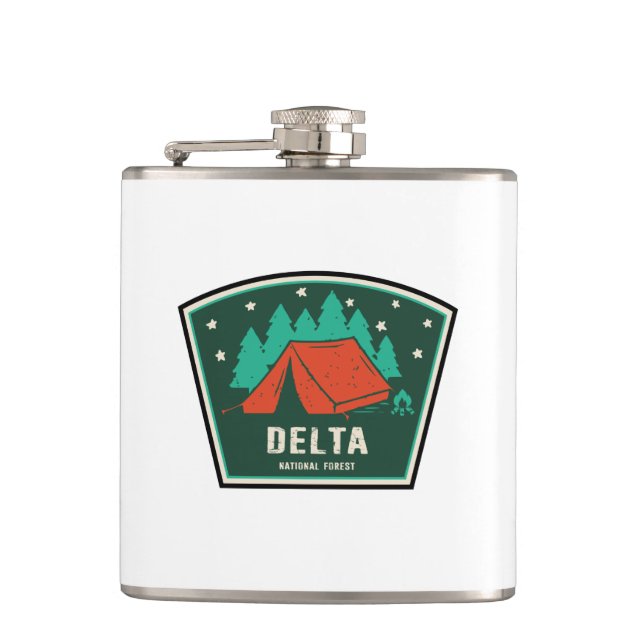 Delta National Forest Camping Hip Flask (Front)