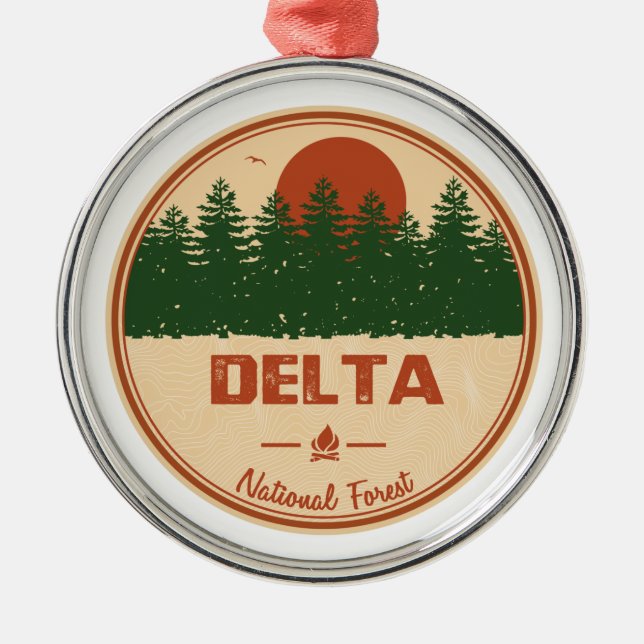 Delta National Forest Metal Tree Decoration (Front)