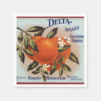 Delta Oranges Fruit Crate Label Napkin