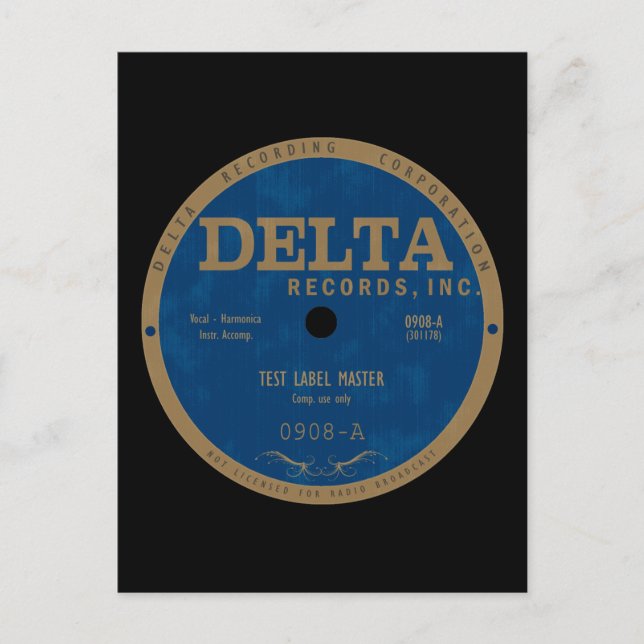 Delta Records label Postcard (Front)