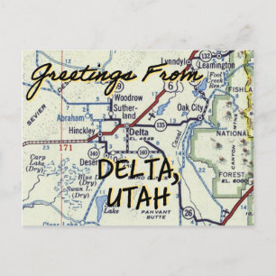 Delta Utah Vintage Map Postcard