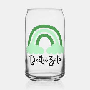 Delta Zeta Sorority Green Monochrome Rainbow Can Glass