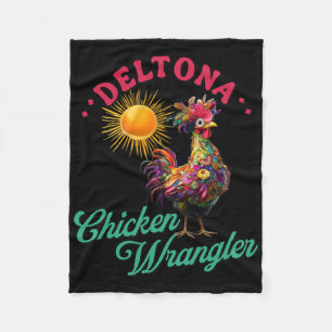 Deltona Chicken Wrangler Funny Farm Rooster Design Fleece Blanket