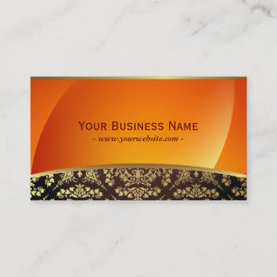 Deluxe Abstract Orange & Gold Damask Business Card