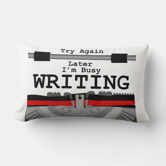 Deluxe Author Writing Typewriter Design  Lumbar Cushion (Front)